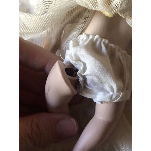 Small Bisque Baby Doll Angel Jointed Limbs Tulle Crochet Dress 6.5” READ - Picture 10 of 15